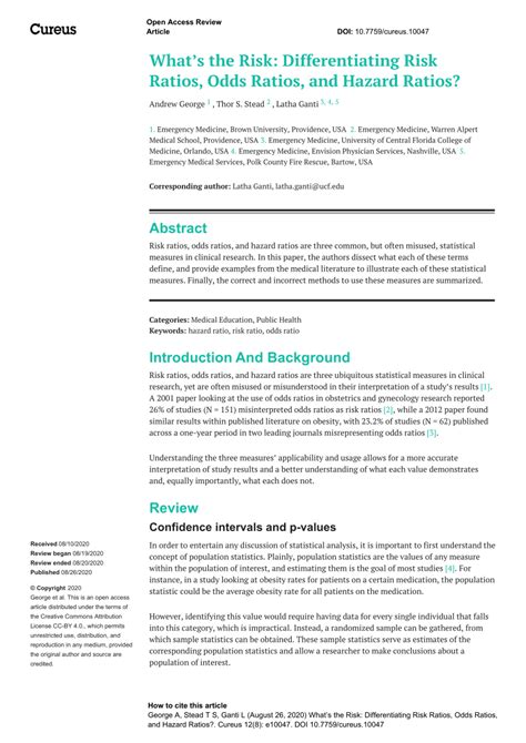 What’s the Risk: Differentiating Risk Ratios, Odds Ratios, and Hazard.